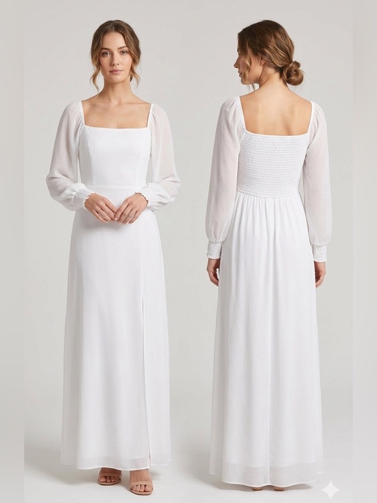 Baltic Born Dresses & Skirts - BalticBorn Giselle Long Sleeve Square Neck White Maxi Dress Sz L